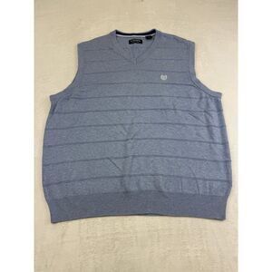 Chaps Sweater Vest Mens XL Blue V Neck Pullover Lightweight Knit Preppy Classic